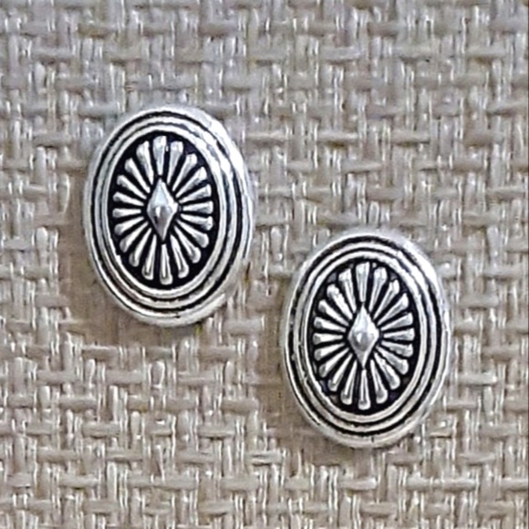 Southwestern Silver Styles Jewelry - NEW Southwestern Native American Style Concho Antique Silver Plated Earrings